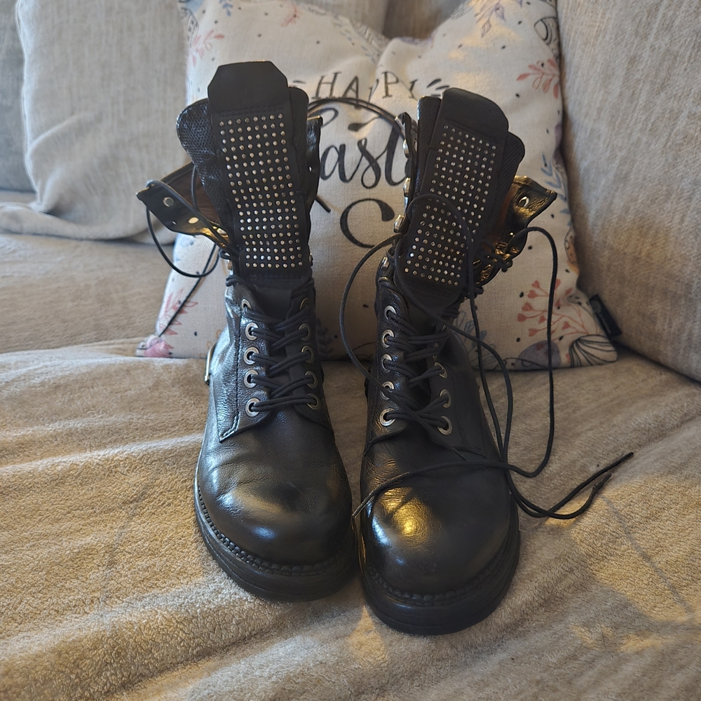 Black Studded Combat Boots